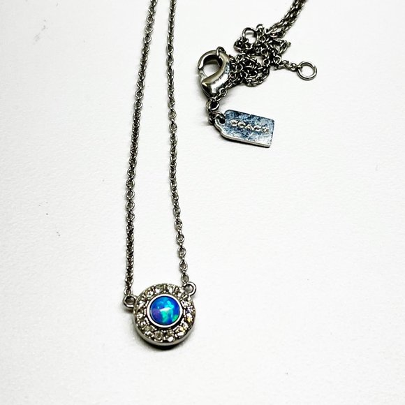 Coach Blue Opal & Silver Dainty Circle Necklace - Picture 3 of 6